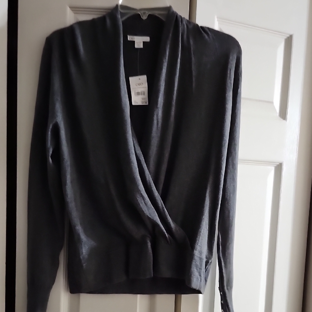 Cato Gray V-Neck Sweater Soft Knit